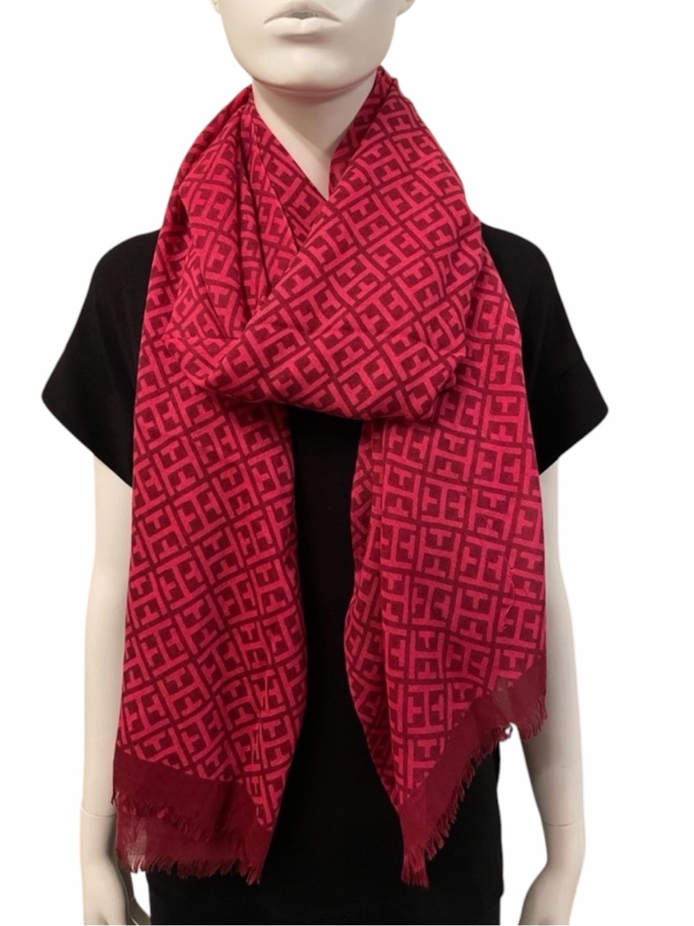 ~Tommy Hilfiger Pink Patterned Scarf